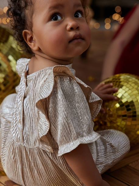 Festlicher Mädchen Baby Volant-Overall, Glanzeffekt goud - vertbaudet enfant 