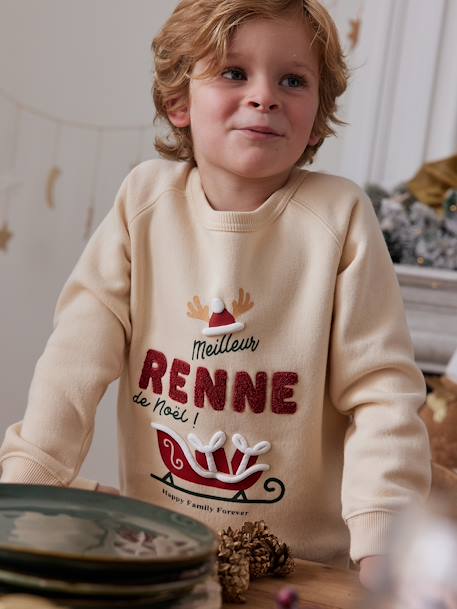 Kindersweater 'meilleur renne de Noël' familie-capsulecollectie vanille - vertbaudet enfant 