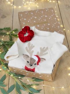 Meisje-Kerstcadeauverpakking "Renne" jacquard trui + 2 scrunchies voor meisjes