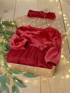 Baby-Baby Weihnachts-Geschenkset: Kleid mit Glitzertüll & Haarband BASIC