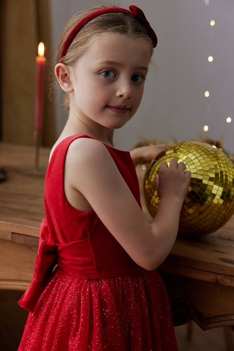 Kerstjurk van fluweel en glanzend tule voor meisjes rood - vertbaudet enfant 