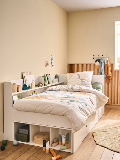 Kinderbed met opbergruimte BASEO grijsblauw+nude+wit - vertbaudet enfant 