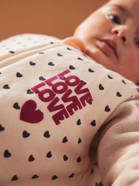 Omkeerbare mouwloze slaapzak met opening in het midden LOVELY LÉO roze, bedrukt - vertbaudet enfant 