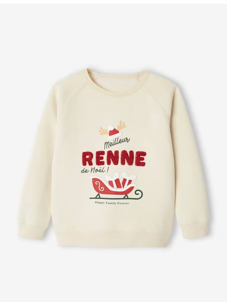 Kindersweater 'meilleur renne de Noël' familie-capsulecollectie vanille - vertbaudet enfant 