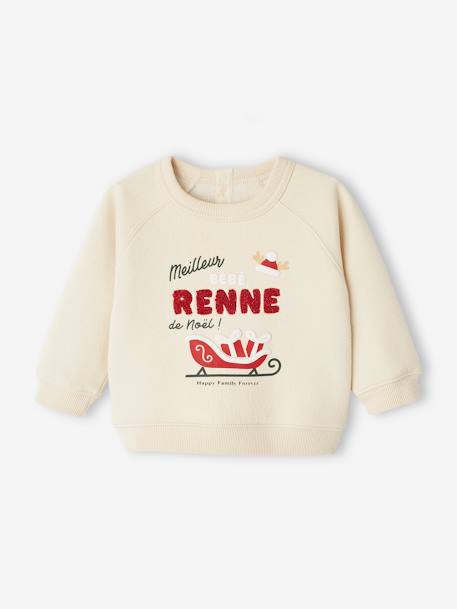 Sweater 'Meilleur bébé renne de Noël' familie-capsulecollectie vanille - vertbaudet enfant 