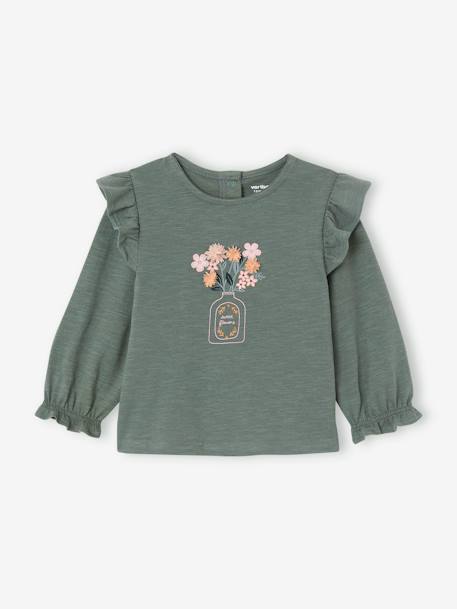 T-shirt met ruches voor baby's groen - vertbaudet enfant 