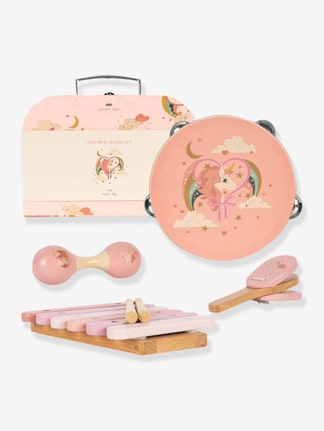 Houten muziekset + koffertje KONGES SLOJD beige+rozen - vertbaudet enfant 