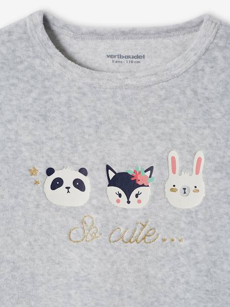 Set van 2 fluwelen pyjama's met dieren voor meisjes gemêleerd grijs - vertbaudet enfant 