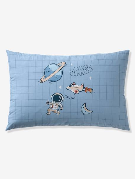 Set met dekbedovertrek + kussensloop voor kinderen INTERGALACTIC, met gerecycled katoen blauw, bedrukt - vertbaudet enfant 