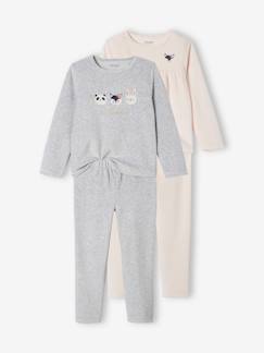 Meisje-Pyjama, surpyjama-Set van 2 fluwelen pyjama's met dieren voor meisjes