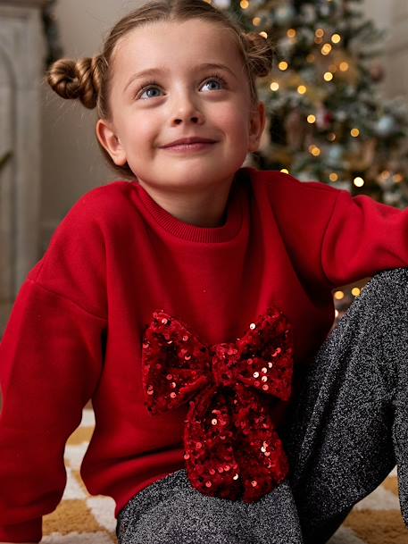 Kerstsweater voor meisjes met lovertjes rood - vertbaudet enfant 