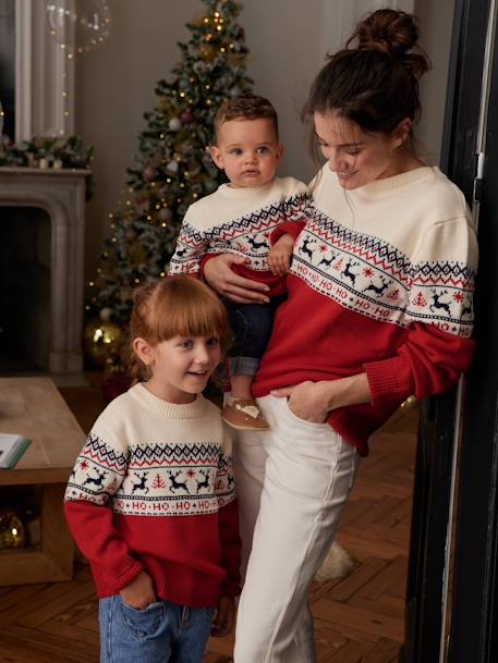 Kinder Weihnachtspullover mit Jacquardmuster Capsule FAMILY Oeko-Tex marineblauw+rood - vertbaudet enfant 