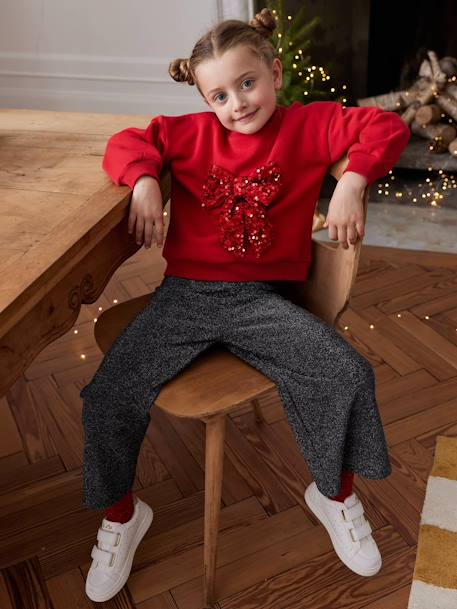 Kerstsweater voor meisjes met lovertjes rood - vertbaudet enfant 