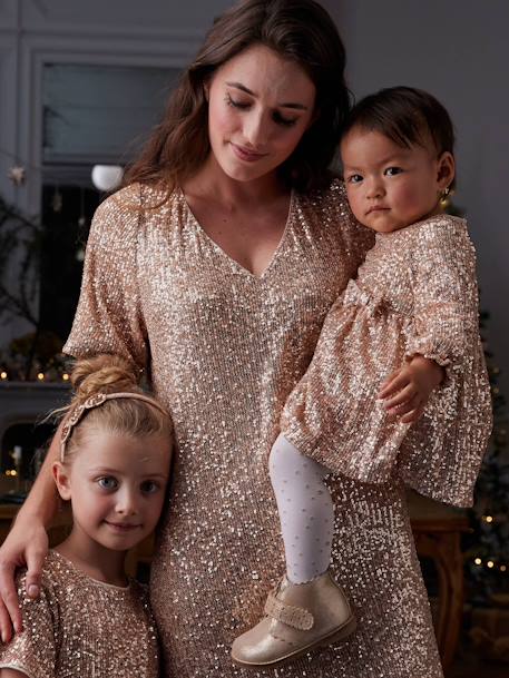 Festliches Baby Kleid mit Pailletten goud - vertbaudet enfant 