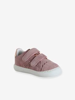 Schoenen-Baby schoenen 17-26-Loopt meisje 19-26-Sneakers-Leren babysneakers met klittenband