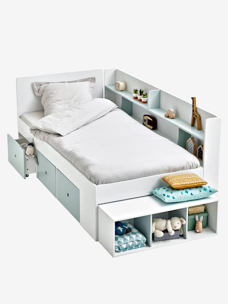 Kinderbed met opbergruimte BASEO nude+wit+Wit / lichtgrijs - vertbaudet enfant 