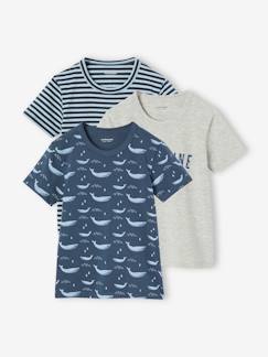 Jongens-Ondergoed-T-shirt-Set van 3 'walvis' jongensshirts met korte mouwen