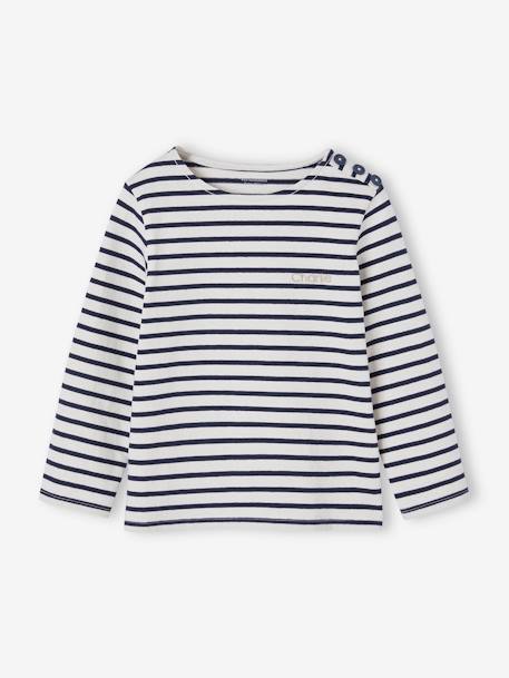 Gestreept meisjesshirt lange mouwen blauw, gestreept+grijs, gestreept+rood, gestreept - vertbaudet enfant 