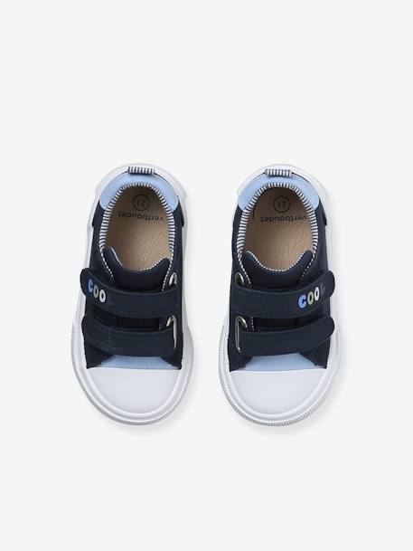 Canvast babysneakers met klittenband beige, bedrukt+kaki+lichtblauw+marineblauw - vertbaudet enfant 