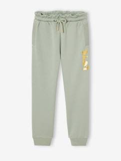 Meisje-Broek-Joggingbroek van fleece met motief op de broekspijp voor meisjes