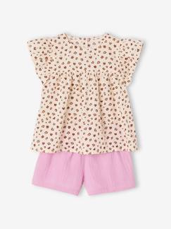 Meisje-Set blouse met bloemen en short van katoengaas voor meisjes