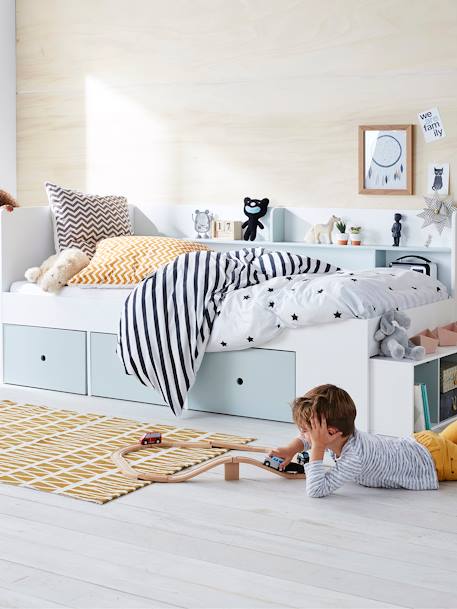 Kinderbed met opbergruimte BASEO nude+wit+Wit / lichtgrijs - vertbaudet enfant 