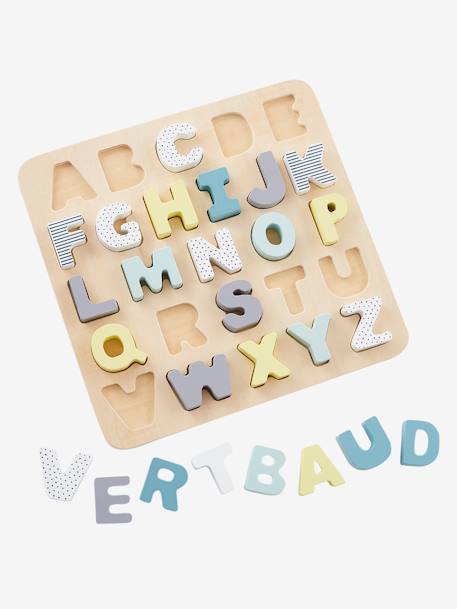 Puzzelletters om in te bedden in hout meerkleurig+roze - vertbaudet enfant 