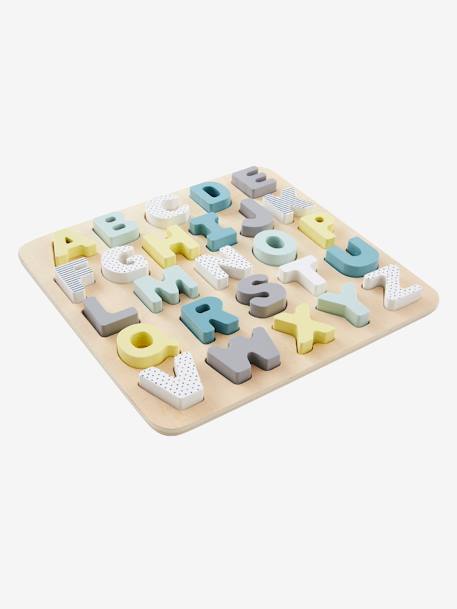 Puzzelletters om in te bedden in hout meerkleurig+roze - vertbaudet enfant 