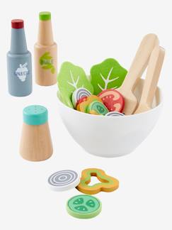 Speelgoed-Imitatiespelletjes-Keuken en etenswaren-Set houten salade