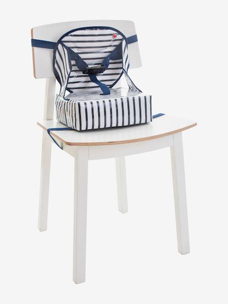 Stoelverhoger Easy up BABY TO LOVE GESTREEPT BLAUW+GRIJS MET STERREN+HAPPY LEMON - vertbaudet enfant 