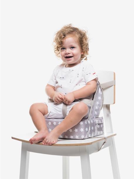 Stoelverhoger Easy up BABY TO LOVE GESTREEPT BLAUW+GRIJS MET STERREN+HAPPY LEMON - vertbaudet enfant 