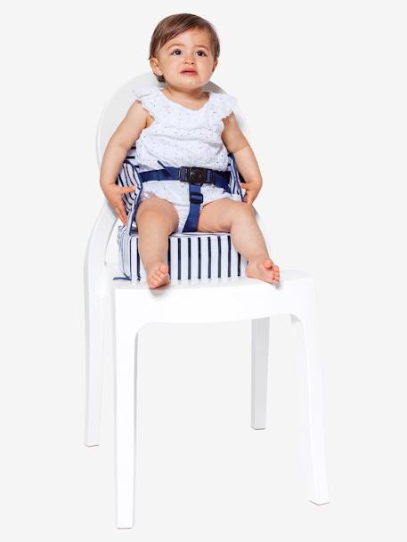 Stoelverhoger Easy up BABY TO LOVE GESTREEPT BLAUW+GRIJS MET STERREN+HAPPY LEMON - vertbaudet enfant 