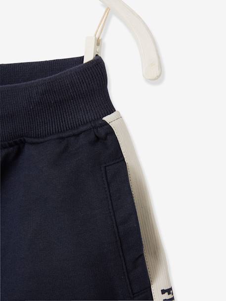 Sportshort met strepen voor jongens BLAUW DONKER UNI MET DECOR - vertbaudet enfant 