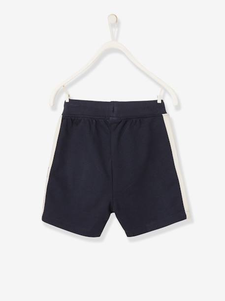 Sportshort met strepen voor jongens BLAUW DONKER UNI MET DECOR - vertbaudet enfant 