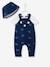 Set baby hoedje, romper en salopette Wit/blauw - vertbaudet enfant 