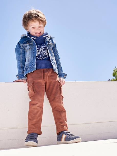 Tennisschoenen met klittenband voor jongens NAVY - vertbaudet enfant 