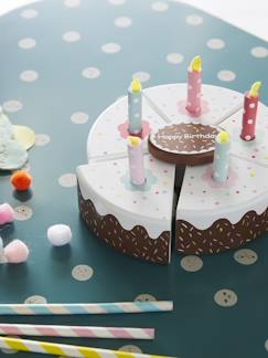 Speelgoed-Imitatiespelletjes-Keuken en etenswaren-Houten verjaardagstaart