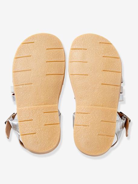 Leren sandalen voor meisjes ZILVER - vertbaudet enfant 