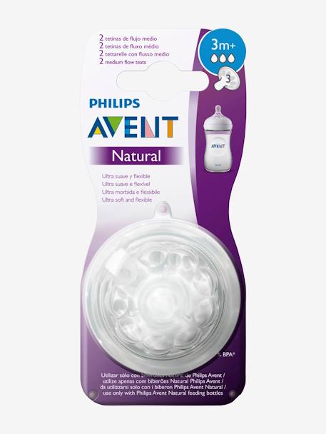 Set van 2 Philips AVENT Natural spenen, 5 stromingen TRANSPARANT - vertbaudet enfant 