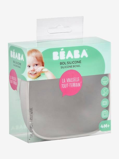 Silicone kom met zuignap BEABA GRIJS+groen - vertbaudet enfant 