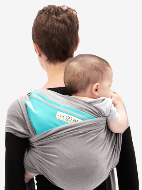 Draagdoek L'originale JE PORTE MON BEBE LICHTGRIJS/TURQUOISE - vertbaudet enfant 