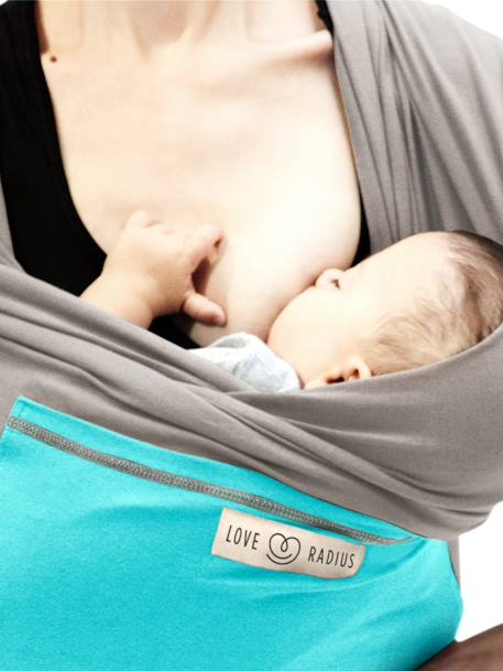 Draagdoek L'originale JE PORTE MON BEBE LICHTGRIJS/TURQUOISE - vertbaudet enfant 