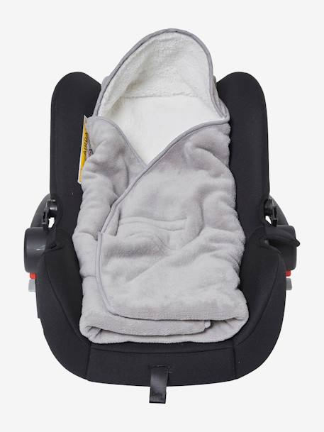 Babyreisdeken met capuchon van microvezel, fleece voering Grijs - vertbaudet enfant 