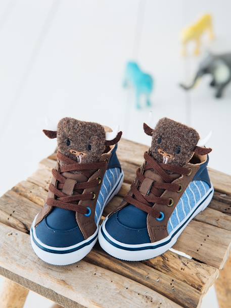 Halfhoge baskets jongen met buffel tong BLEU DENIM - vertbaudet enfant 