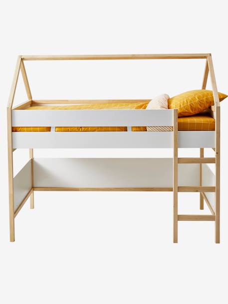 Halfhoog bed Cabane WIT/HOUT - vertbaudet enfant 