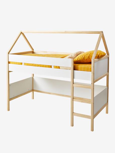 Halfhoog bed Cabane WIT/HOUT - vertbaudet enfant 