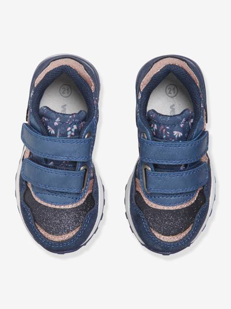 Sneakers met klittenband in running stijl meisjesbaby Marineblauw - vertbaudet enfant 