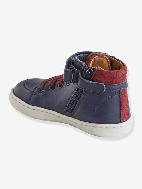 Hoge leren sneakers jongensbaby Marineblauw - vertbaudet enfant 